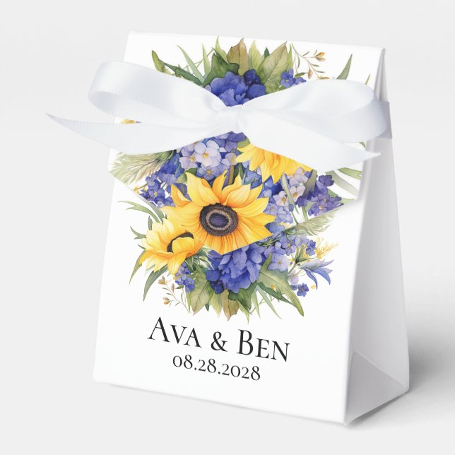 Purple Lavender with Sunflowers Wedding Favor Box (Front Side)