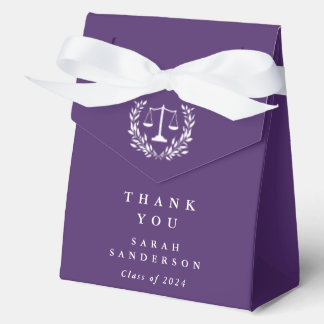 Purple Law Scales+Laurel Wreath Graduation Favor Box