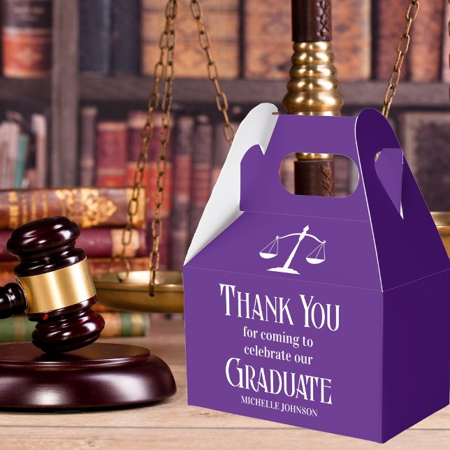 Purple Law School Custom Graduation Party Favor Box (Creator Uploaded)