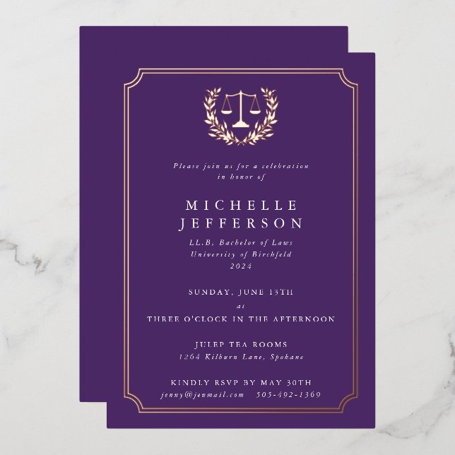 Purple Law School Graduation Party (Front/Back)