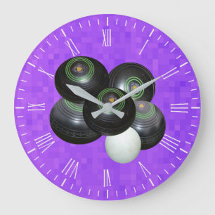 Purple Lawn Bowls, Wall Clock