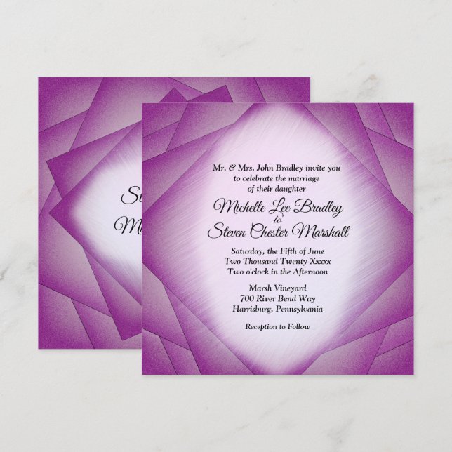 Purple Layers Wedding Invitations (Front/Back)