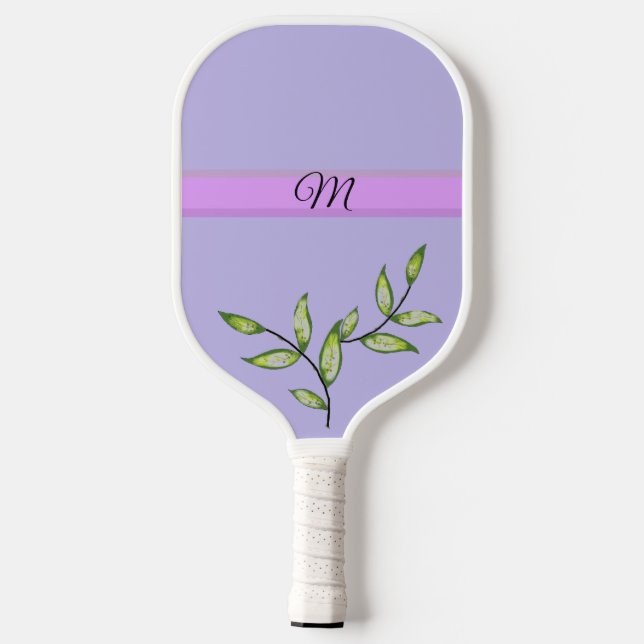 Purple Leaf Monogram Pickleball Paddle (Back)