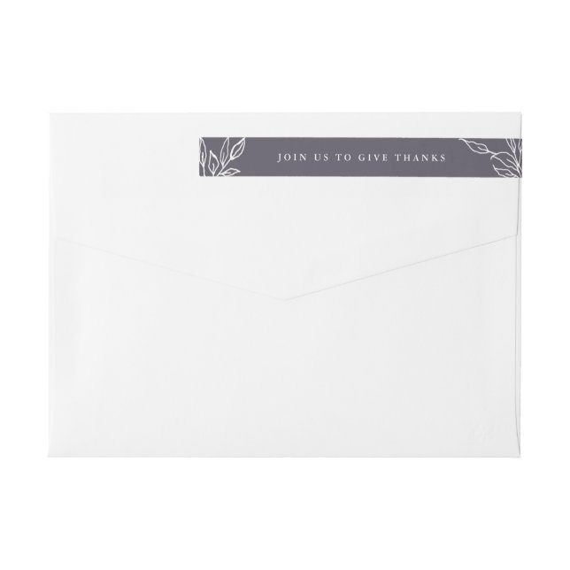 Purple Leaf Motif Thanksgiving Return Address Wrap Around Label (Back)