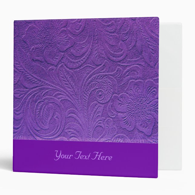 Purple Leather -Embossed Floral Design Binder (Front/Inside)