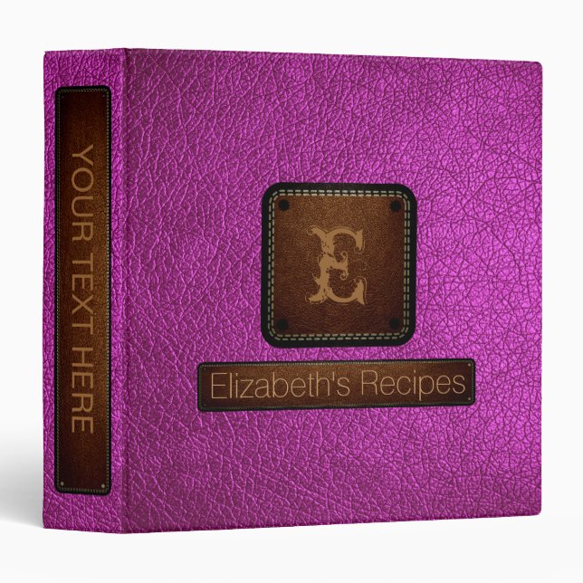 Purple Leather Look Brown Tag Binder (Front/Spine)