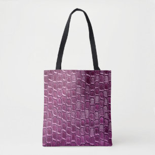 Purple leather texture tote bag