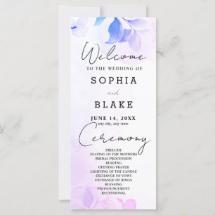 Purple Leaves and Flowers Wedding Program