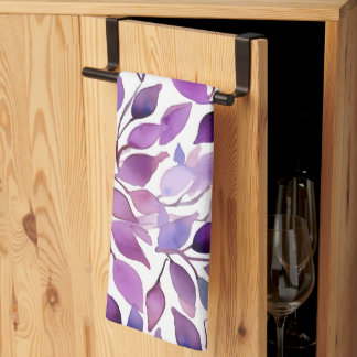 Purple Leaves Kitchen Towel
