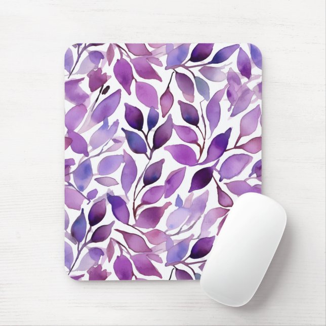 Purple Leaves Mouse Pad (With Mouse)