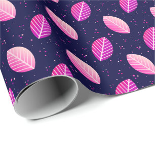 Purple leaves on dark blue wrapping paper