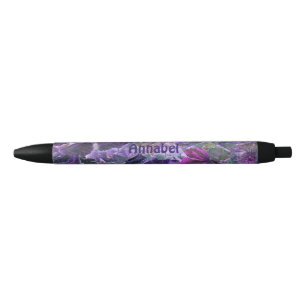 Purple Leaves Pattern Personalized Blue Ink Pen