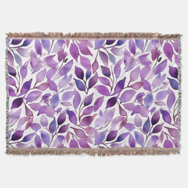 Purple Leaves Throw Blanket (Front)