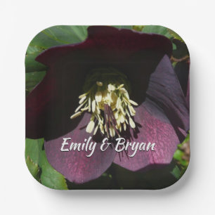 Purple Lenten Rose Easter Flower Paper Plate