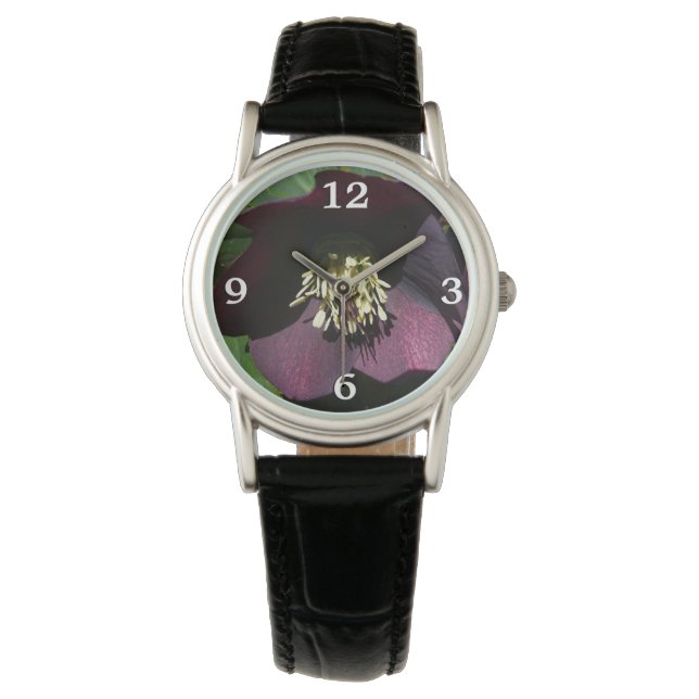 Purple Lenten Rose Easter Flower Watch (Front)
