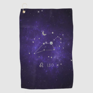 Purple Leo Zodiac   Cosmic Astrology Horoscope Golf Towel