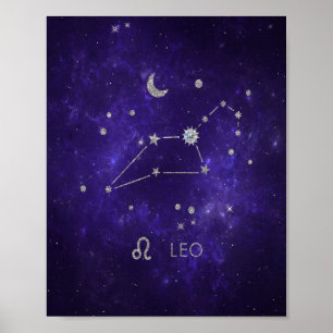 Purple Leo Zodiac   Cosmic Astrology Horoscope Poster