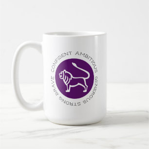 Purple Leo Zodiac Star Sign Personality Traits Coffee Mug
