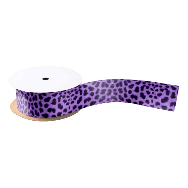 Purple Leopard Animal Print Ribbon Satin Ribbon (Spool)