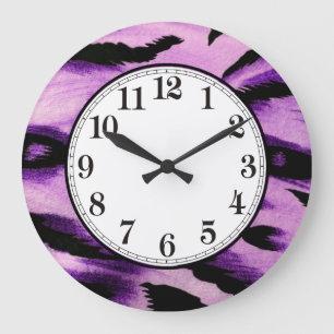 Purple Leopard Large Clock