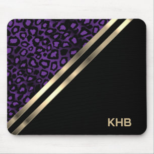 Purple Leopard - Monogram Mouse Pad