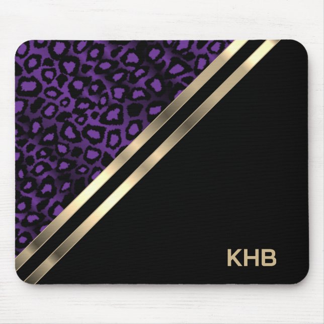 Purple Leopard - Monogram Mouse Pad (Front)