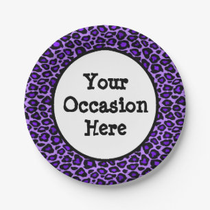 Purple Leopard Party Personalize Paper Plate