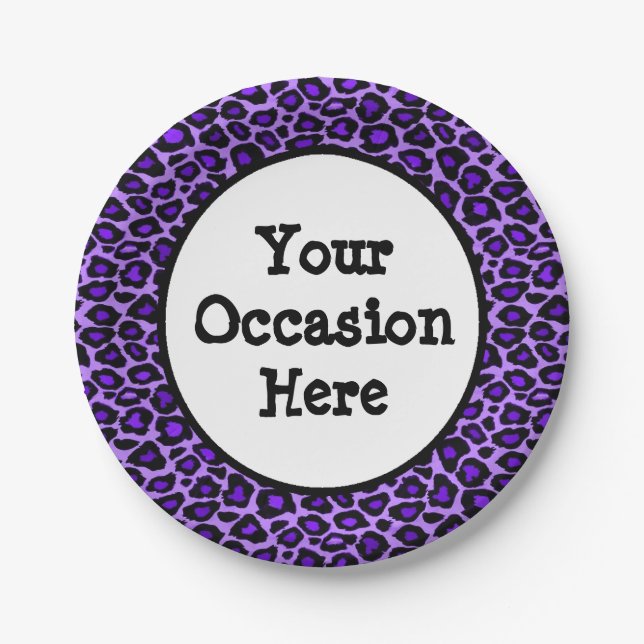 Purple Leopard Party Personalize Paper Plate (Front)