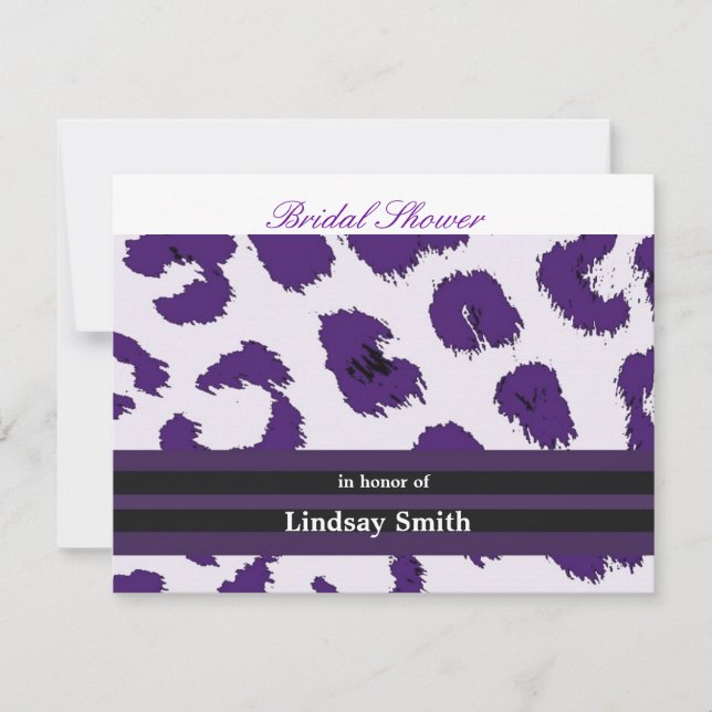 Purple Leopard Pattern Bridal Shower Invitation (Front)