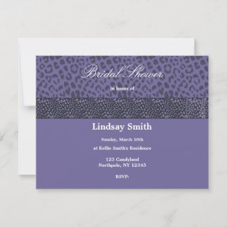 Purple Leopard Pattern Bridal Shower Invitation