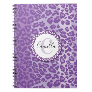 Purple Leopard Pattern w/ Custom Monogram & Name Notebook