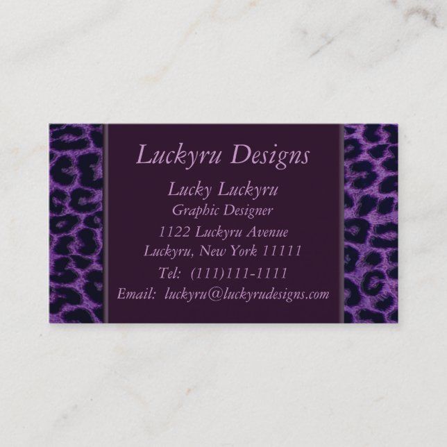 Purple Leopard Print Business Card (Front)