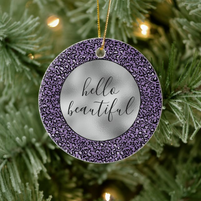Purple Leopard Print Ceramic Ornament (Tree)