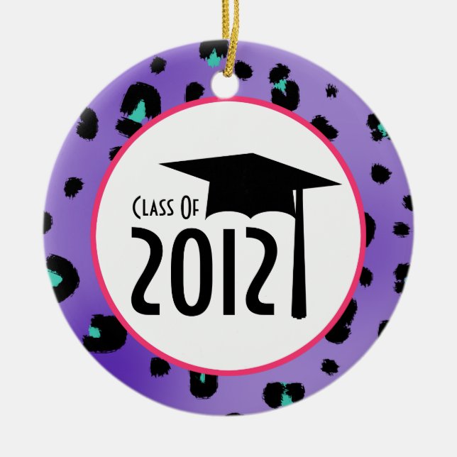 Purple Leopard Print Class Of 2012 Graduation Ceramic Ornament (Front)