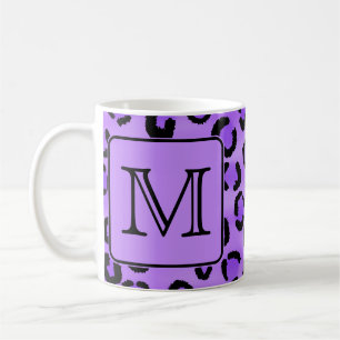 Purple Leopard Print Custom Monogram. Coffee Mug