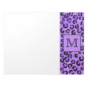 Purple Leopard Print Custom Monogram. Notepad