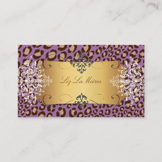 Purple Leopard print / DIY background colour Business Card (Front)