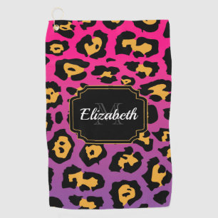 Purple Leopard Print Golf Towel