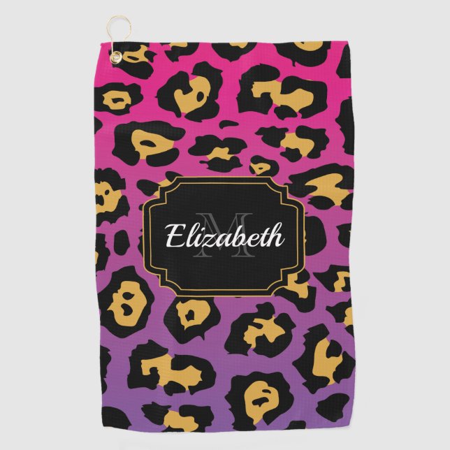 Purple Leopard Print Golf Towel (Front)