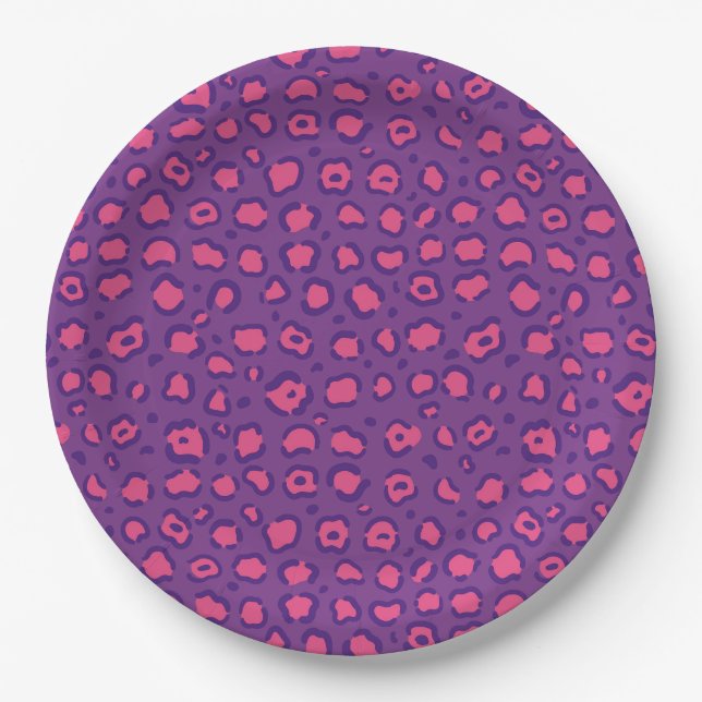 Purple Leopard Print Paper Plate (Front)