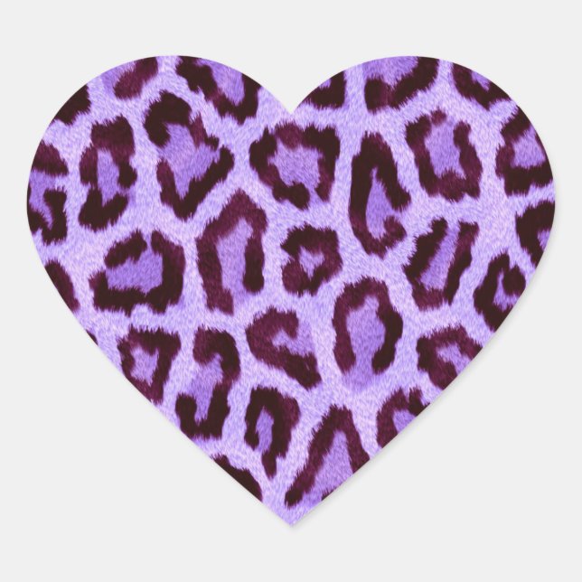 Purple leopard print pattern heart sticker (Front)