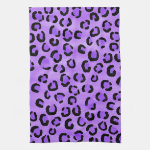 Purple Leopard Print Pattern. Kitchen Towel