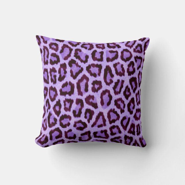 purple leopard print pattern - wild fun punk rock throw pillow (Front)