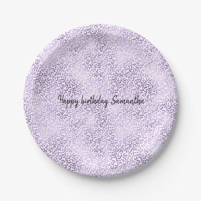 Purple Leopard Print personalized Paper Plate (Front)