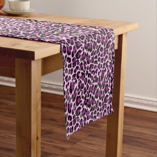 Purple Leopard Print Short Table Runner