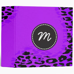 Purple Leopard Print Skin Fur Custom Monogram Binder