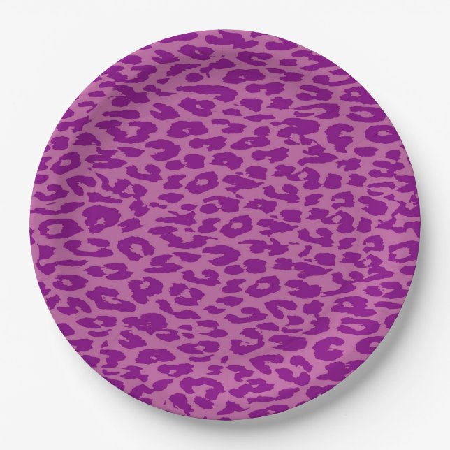 Purple Leopard Print Skin Paper Plate (Front)