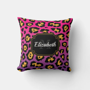 Purple Leopard Print Throw Pillow
