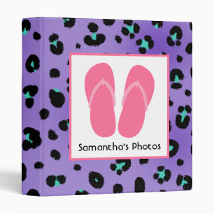 Purple Leopard Print With Pink Flip Flops Binder