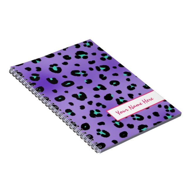 Purple Leopard Spiral Personalized Notebook (Right Side)